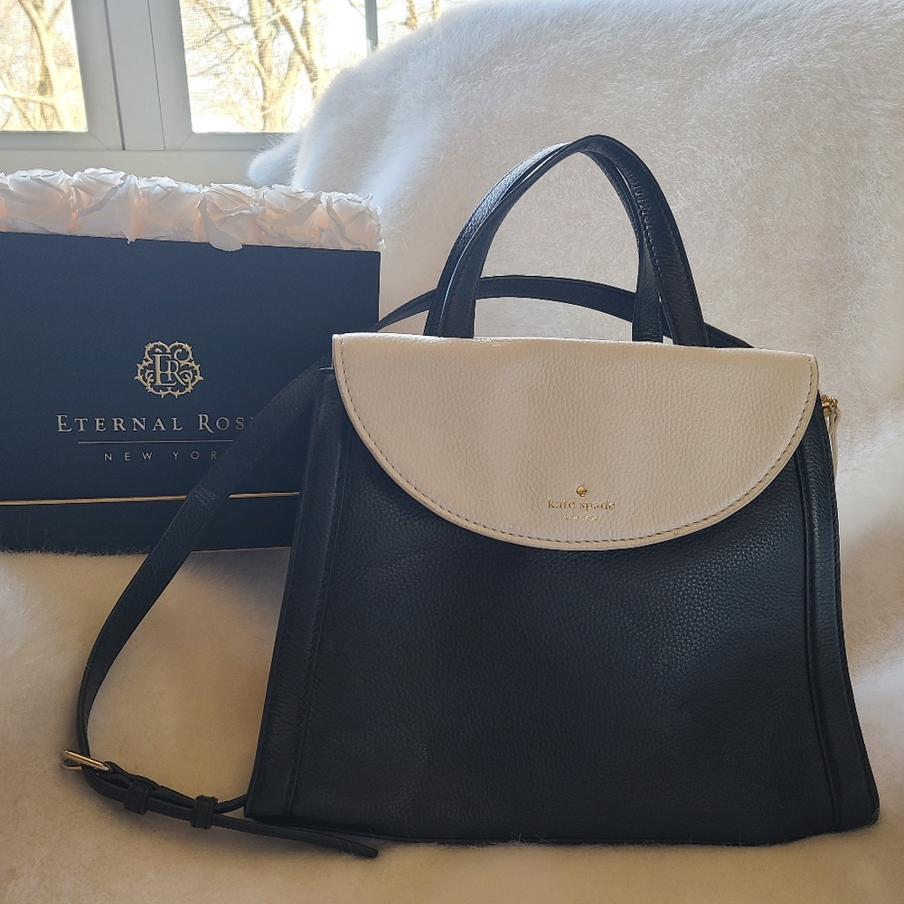 Kate spade new York black and white leather tote.